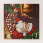Kerstman & Elf schaakspel Kerstmis Legpuzzel (Horizontaal)