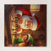 Kerstman & Elf schaakspel Kerstmis Legpuzzel (Horizontaal)
