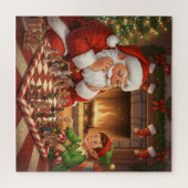 Kerstman & Elf schaakspel Kerstmis Legpuzzel (Horizontaal)