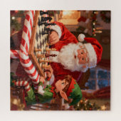 Kerstman & Elf schaakspel Kerstmis Legpuzzel (Horizontaal)