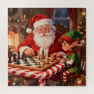 Kerstman & Elf schaakspel Kerstmis Legpuzzel