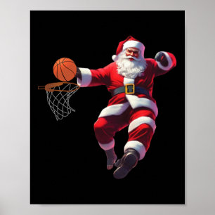 Kerstman elf spelen basketbal kerst pyjama sport poster