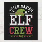 Kerstman Elfen Dierenarts Dierenartsassistent Wijn Etiket (Enkel label)