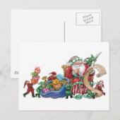 Kerstman, Elfen en Speelgoed Kerst Briefkaart (Voorkant / Achterkant)