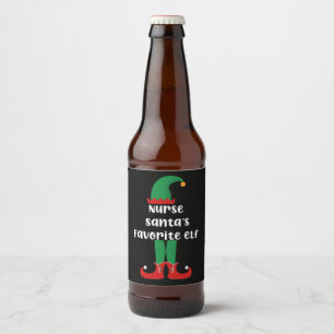 Kerstman Elfen Grappige Verpleegster Kerstmis Bier Etiket