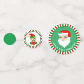 Kerstman & elfen op rood groen confetti (Voorkanten)