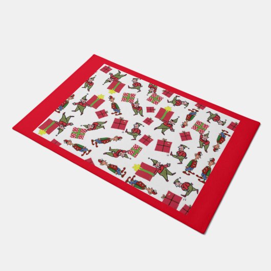Kerstman Elfen rode deurmat (Schuin)