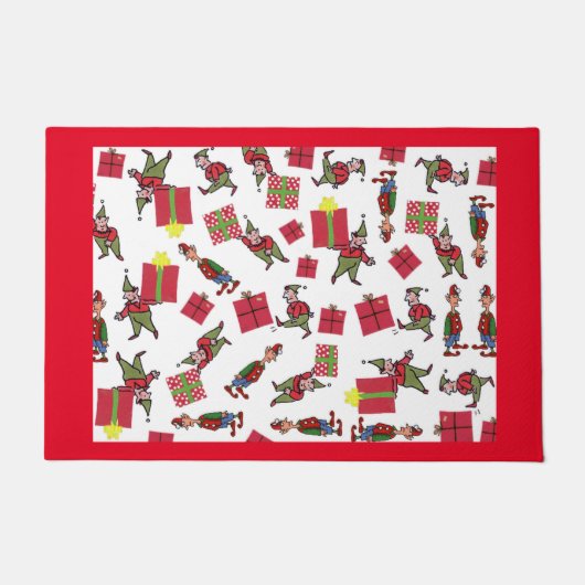 Kerstman Elfen rode deurmat (Voorkant)
