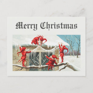 Kerstman elfen vintage briefkaart