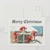 Kerstman elfen vintage briefkaart (Voorkant / Achterkant)