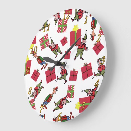 Kerstman Elfen wandklok (Hoek)