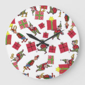 Kerstman Elfen wandklok (Voorkant)