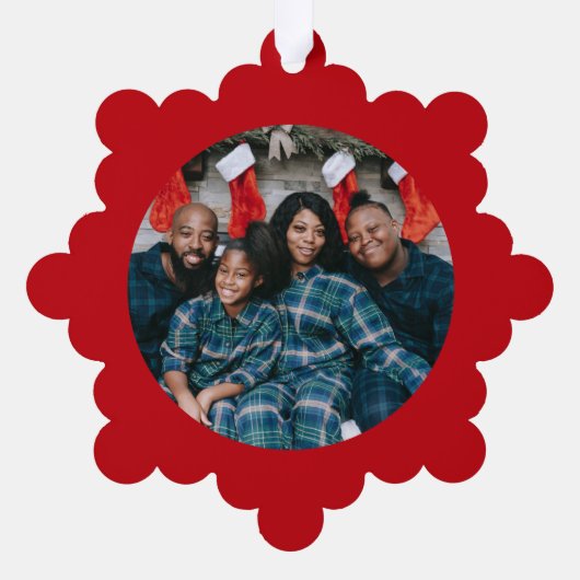 Kerstman en aangepaste foto en naam ornament kaart (Achterkant)