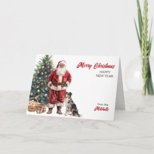 Kerstman en Australische herdershond Kerstmis Feestdagen Kaart
