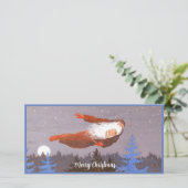 Kerstman en baby vliegen met Kerstmis  Feestdagenkaart (Staand voorkant)