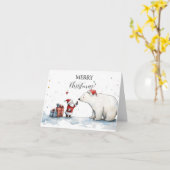 Kerstman en Beer kerst Kaart (Gele Bloem)