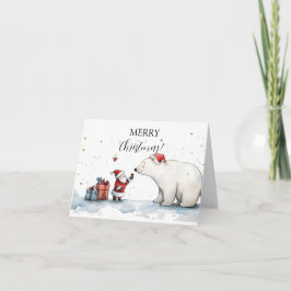 Kerstman en Beer kerst Kaart