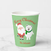Kerstman en Beer Kerst Papieren Bekers (Voorkant)