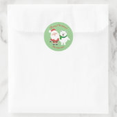 Kerstman en Beer Kerst Ronde Sticker  (Tas)