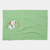Kerstman en beer Kerstmuts Keukenhanddoek (Horizontaal)