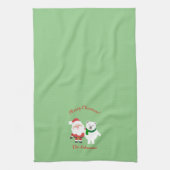 Kerstman en beer Kerstmuts Keukenhanddoek (Verticaal)