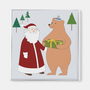 Kerstman en beer magneet