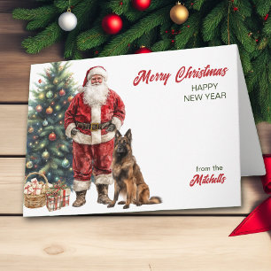 Kerstman en Belgische Tervuren hond Kerstmis Feestdagen Kaart