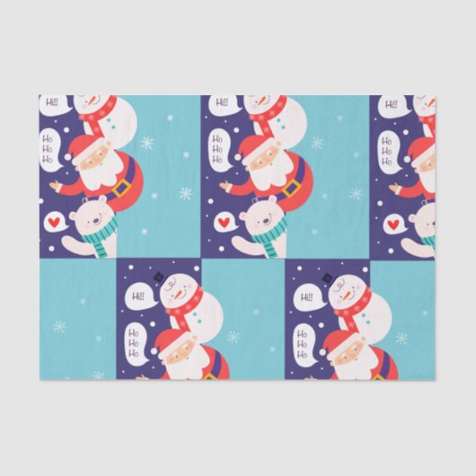 Kerstman en bemanning tissuepapier (Voorkant)