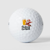 Kerstman en Bier voor Kerstmis Grappige Golfer Golfballen (Voorkant)