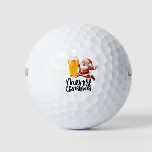 Kerstman en Bier voor Kerstmis Grappige Golfer Golfballen (Voorkant)