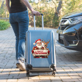 Kerstman en blije rendieren sticker (Koffer Insitu)