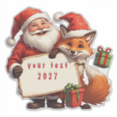 Kerstman en blije vos sticker (Voorkant)