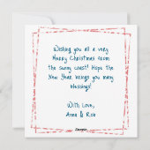 Kerstman en Bloederige Trouwen Grappige Sneeuwvoge Feestdagenkaart (Achterkant)