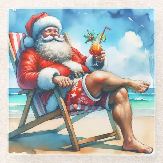 Kerstman en Bloederige Trouwen Grappige Sneeuwvoge Glazen Onderzetter (Voorkant)