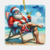 Kerstman en Bloederige Trouwen Grappige Sneeuwvoge Keramisch Ornament (Voorkant)