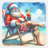 Kerstman en Bloederige Trouwen Grappige Sneeuwvoge Vierkante Sticker (Voorkant)