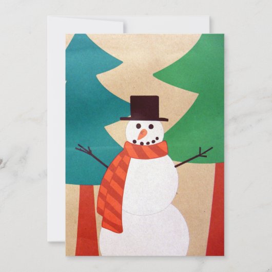 Kerstman en bomen feestdagenkaart (Voorkant)