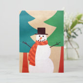 Kerstman en bomen feestdagenkaart (Staand voorkant)