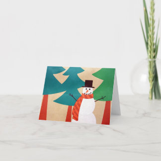 Kerstman en bomen in de sneeuw feestdagen kaart