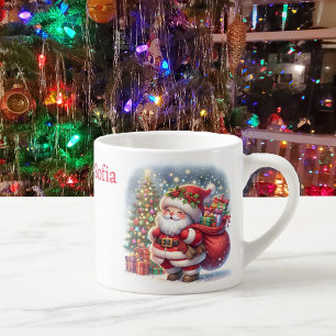 Kerstman en boom aangepaste naam Childs Cup Espresso Kop