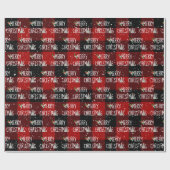 Kerstman en boom in Snowflakes Cadeaupapier (Vlak)