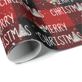 Kerstman en boom in Snowflakes Cadeaupapier (Rol Hoek)