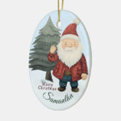 Kerstman en Boomboom Ornament met Douanenaam (Links)