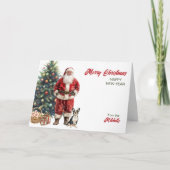 Kerstman en Boston Terrier Hond Kerstmis Feestdagen Kaart (Voorkant)