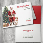 Kerstman en Brittany Dog Kerstkaart Feestdagen Kaart
