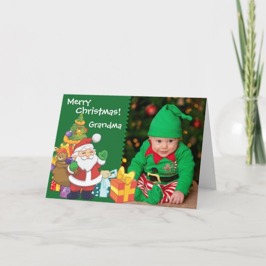 Kerstman en Cadeau Feestdagen Kaart (Voorkant)