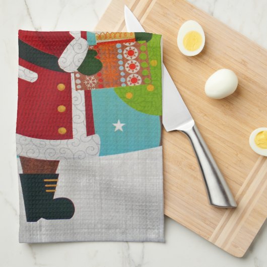 Kerstman en Cadeau Theedoek (Quarter Fold)