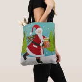 Kerstman en Cadeau Tote Bag (Dichtbij)