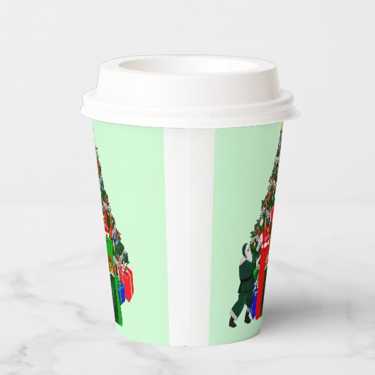 Kerstman en Cadeaus bij Tree Paper Cups Papieren Bekers (Rechts)