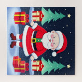 Kerstman en cadeaus legpuzzel (Horizontaal)